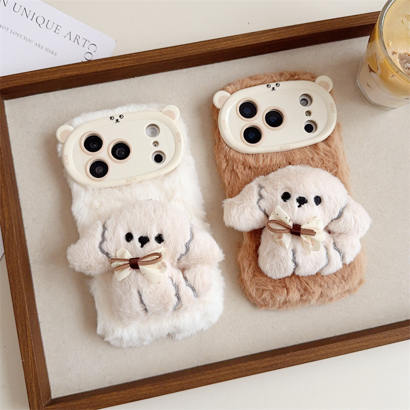 Phone Cases Iphone 12 - ثلاثية الأبعاد الكرتون Bowknot جرو دافئ