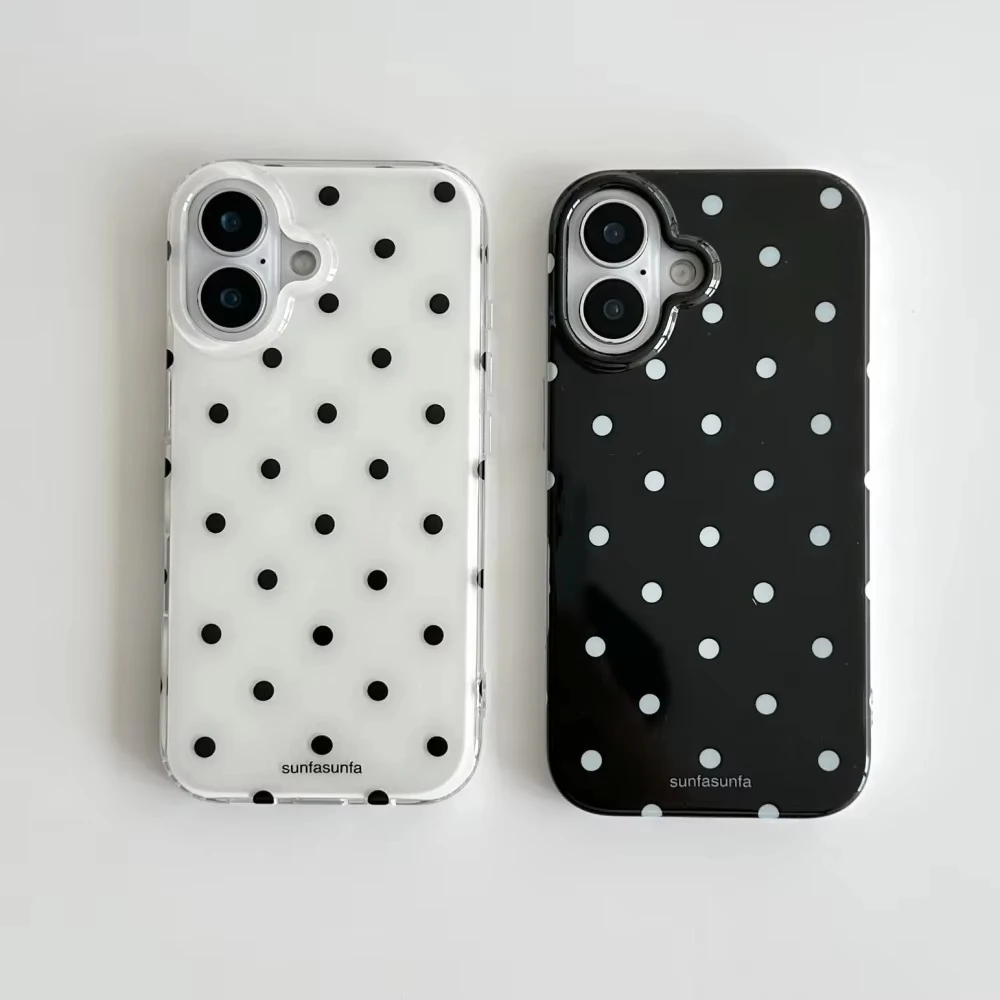 Phone Cases Y2K - الحد الأدنى أبيض وأسود منقطة جراب