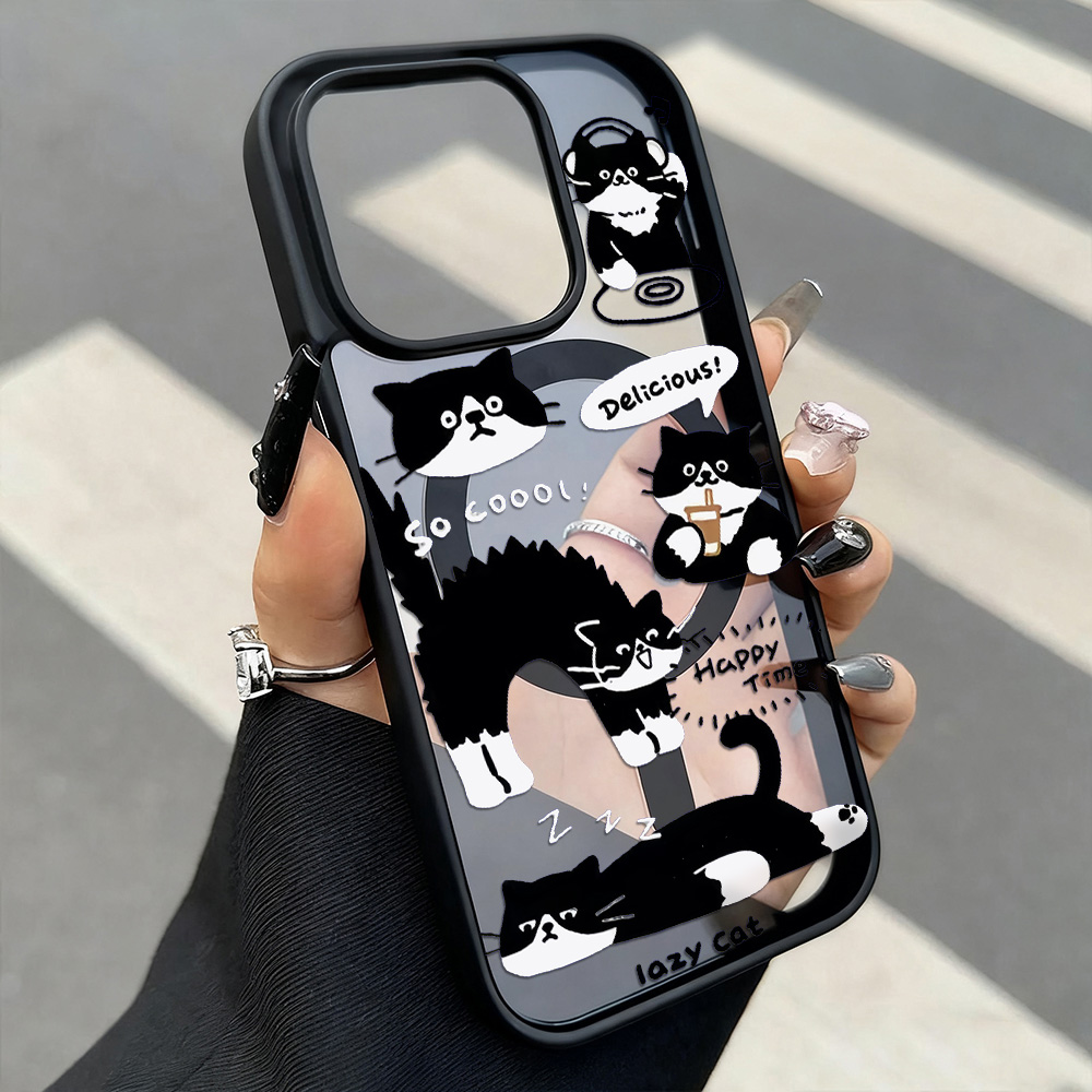 Phone Cases With Magsafe - مضحك القطة السوداء شحن لاسلكي قضية