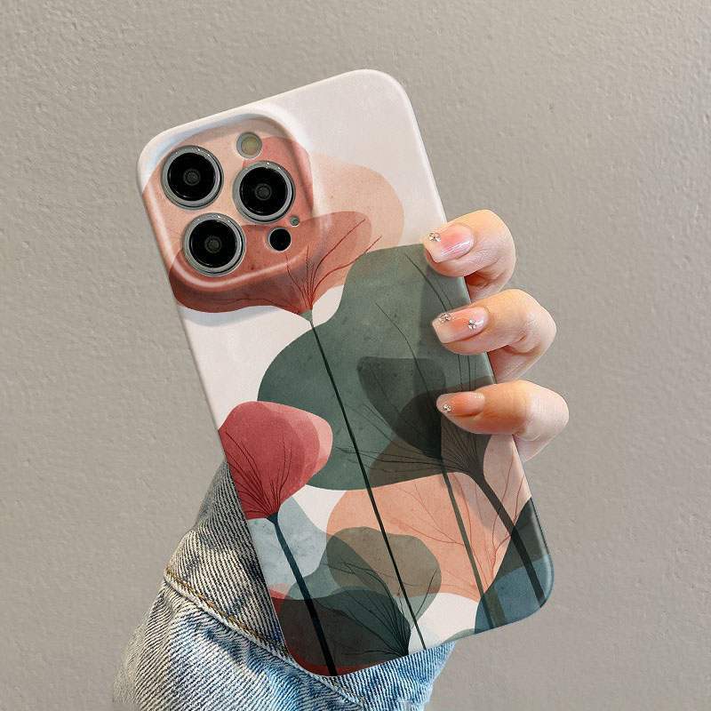 Phone Cases Drawing - غطاء هاتف بتصميم أوراق شجر فني