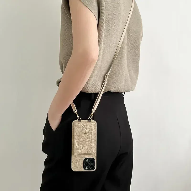 Phone Cases With Wallet On Back - حافظة هاتف جلدية بحزام كروس لهاتف