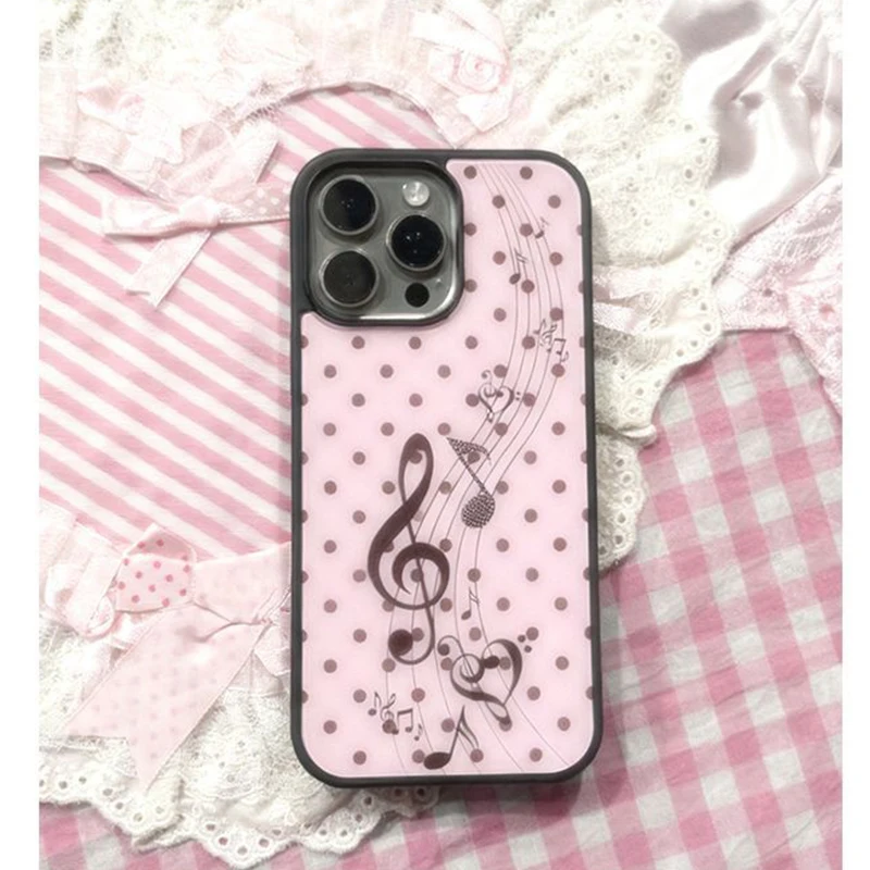Phone Cases Cool Girl - غطاء هاتف كوري بنمط النقاط الوردية