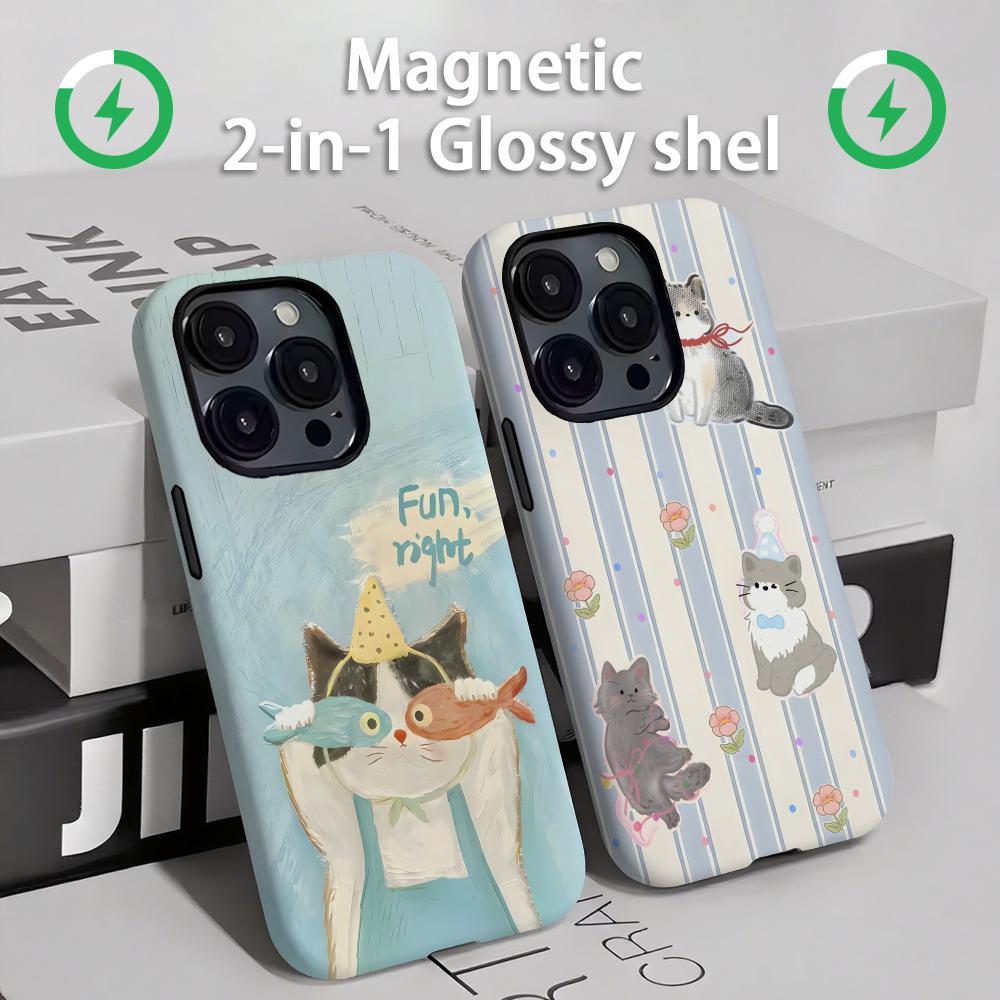 Phone Cases Iphone 12 - حافظة هاتف لطيفة للقطط والكلاب مغناطيسية