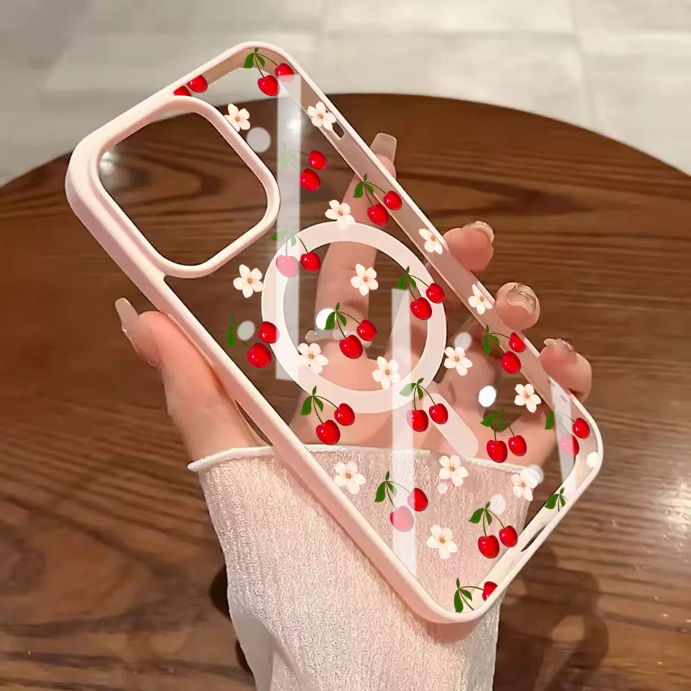 Phone Cases With Magsafe - حافظة شفافة لفاكهة الكرز اللطيفة لهاتف