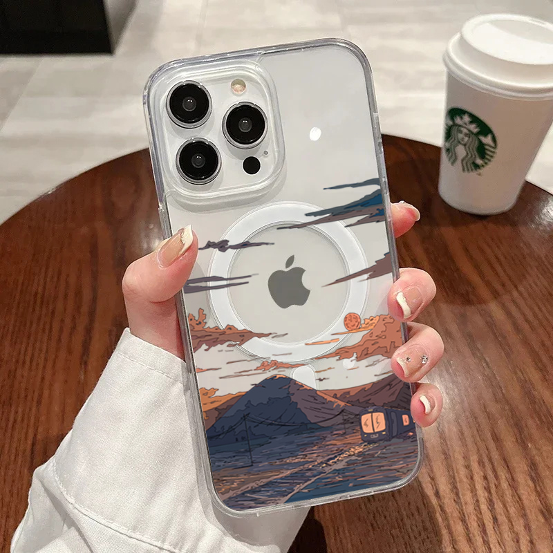 Phone Cases With Magsafe - جراب هاتف عصري بنمط غروب الشمس