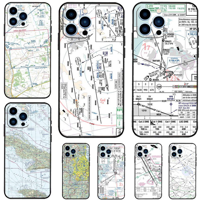 Phone Cases Aviation - غطاء هاتف بتصميم خرائط الطيران والمطارات