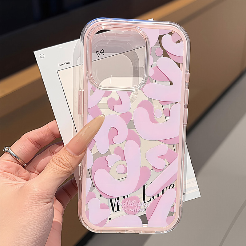Phone Cases Pink - حافظة هاتف شفافة لهاتف آيفون 16
