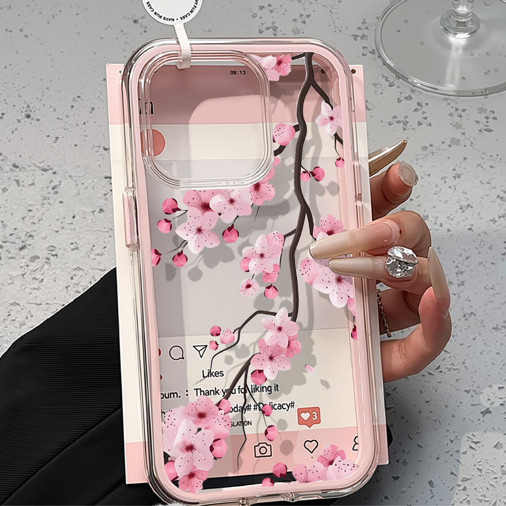 Phone Cases Pink - غطاء وردي بتصميم زهور 2 في