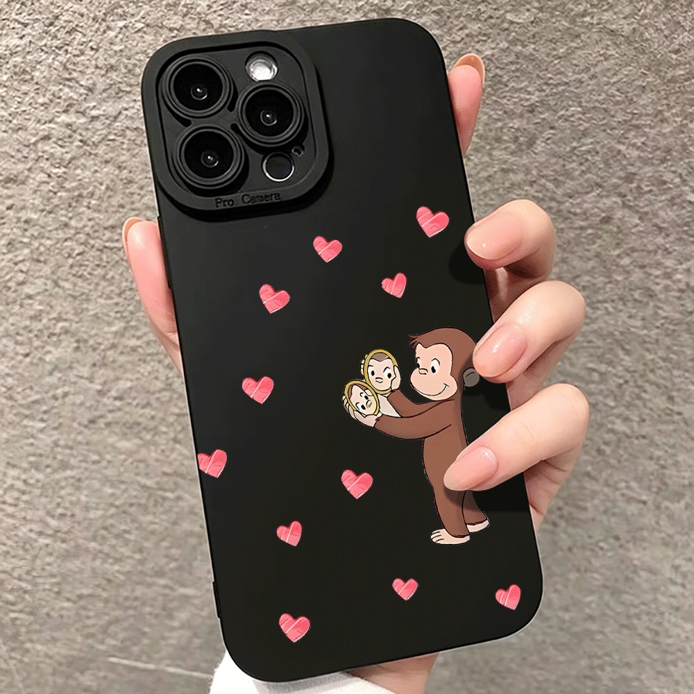 Phone Cases Pink - جراب هاتف بتصميم قلب وردي وقرد
