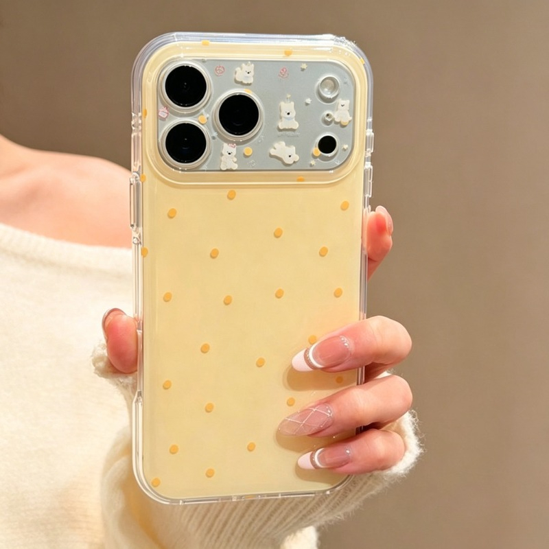 Phone Cases Yellow - غطاء هاتف أنيق بنمط نقاط البولكا