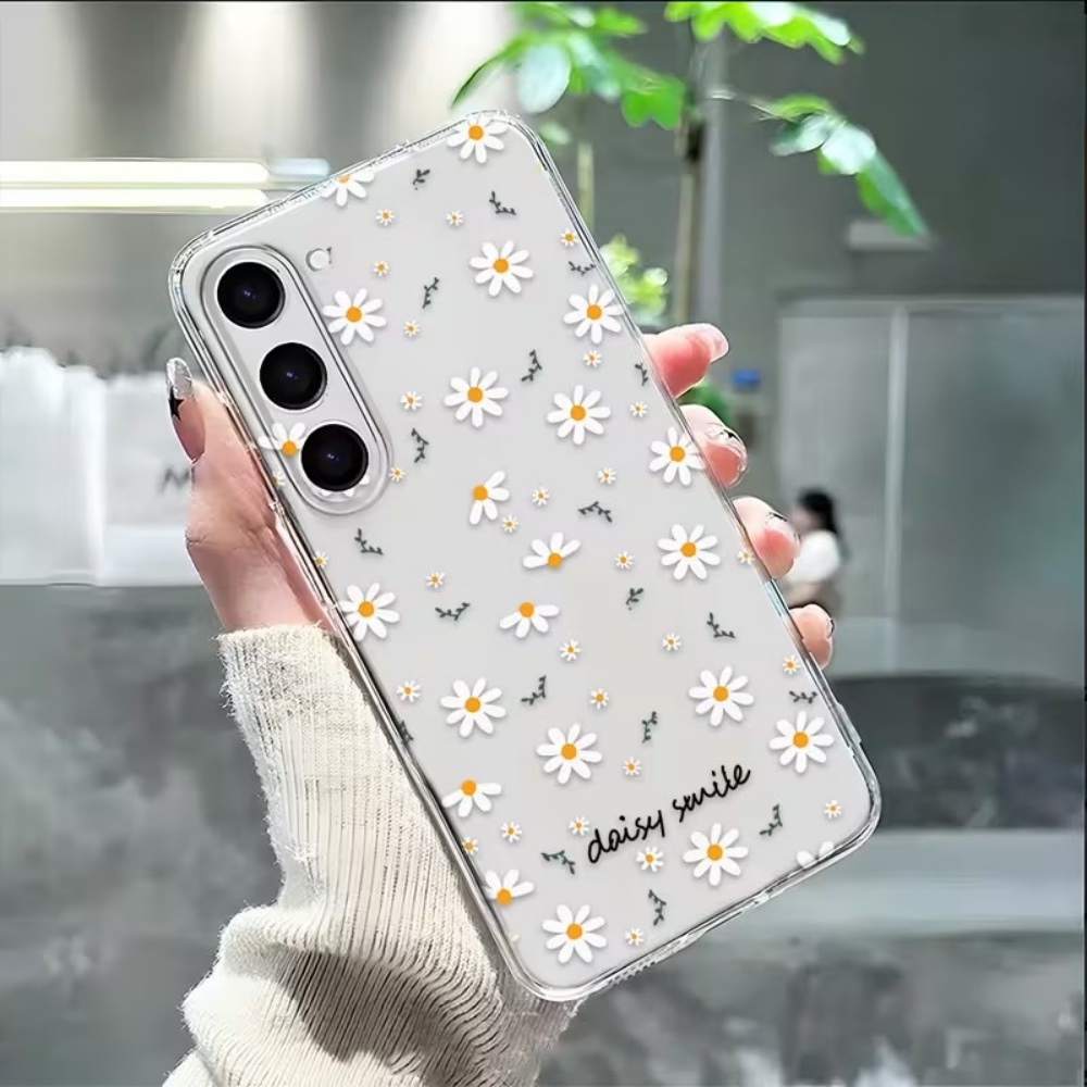 Phone Cases Yellow - غطاء هاتف من السيليكون بتصميم زهور