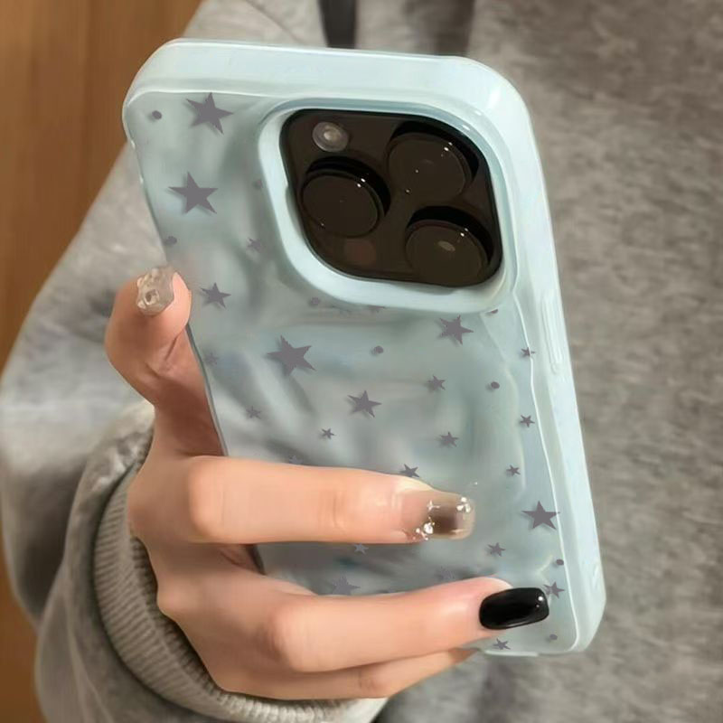 Phone Cases Blue - الحد الأدنى رمادي-أزرق ستار موجة الملمس