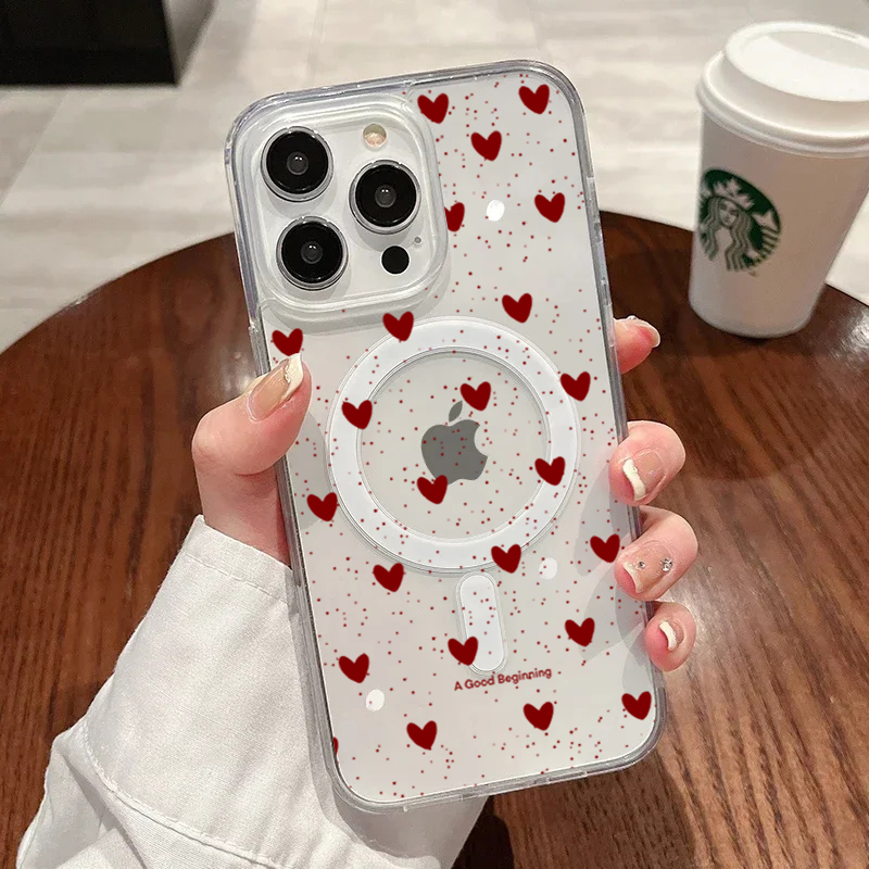 غطاء سيليكون شفاف بتصميم قلب أ - مراجعة Phone Cases With Magsafe وسعره
