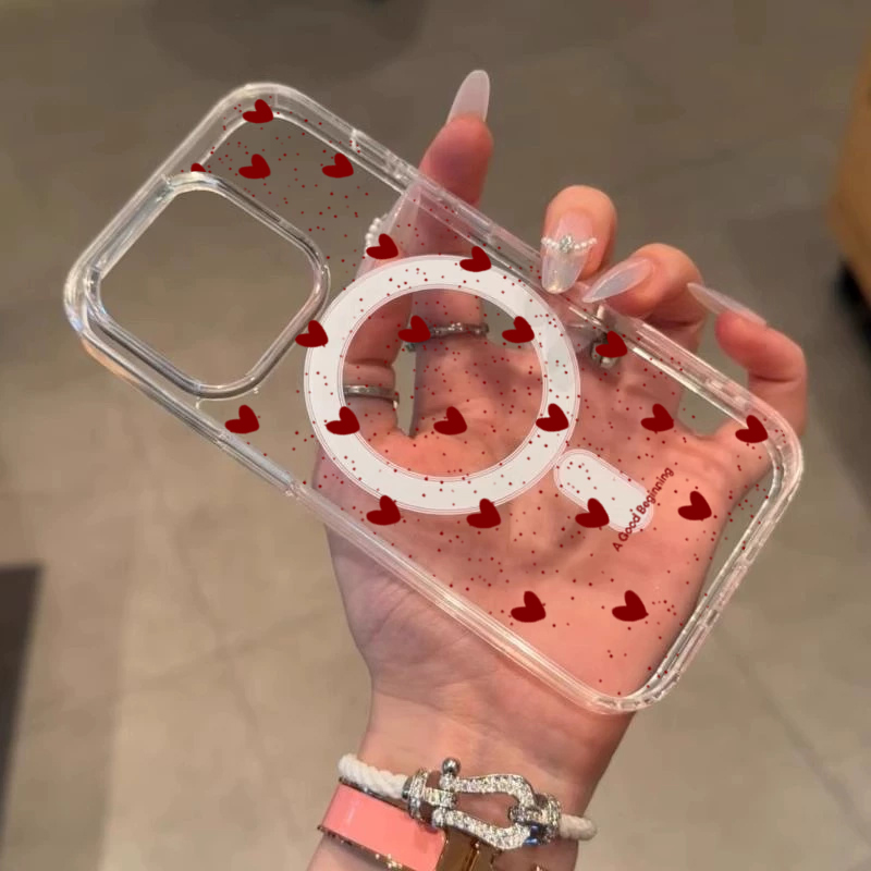 غطاء سيليكون شفاف بتصميم قلب أ - مراجعة Phone Cases With Magsafe وسعره
