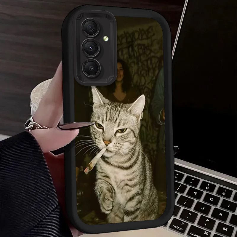 غطاء هاتف عصري بتصميم قطة تدخن - مراجعة Phone Cases Samsung A14 وسعره
