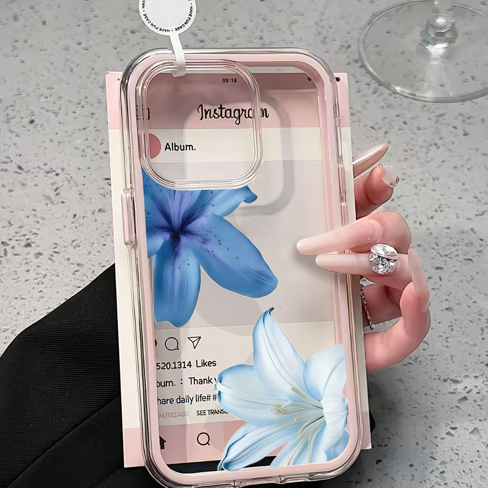 غطاء هاتف شفاف بتصميم زهرة الز - مراجعة Phone Cases Blue وسعره