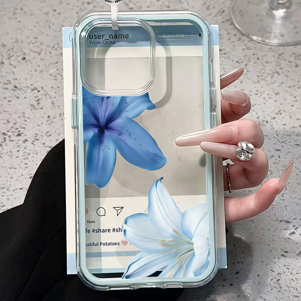 غطاء هاتف شفاف بتصميم زهرة الز - مراجعة Phone Cases Blue وسعره