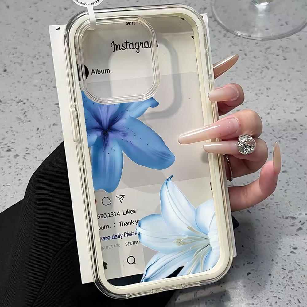 غطاء هاتف شفاف بتصميم زهرة الز - مراجعة Phone Cases Blue وسعره