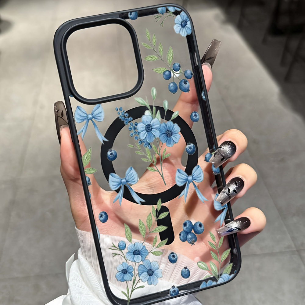 حافظة شفافة بنقشة زهور التوت ا - مراجعة Phone Cases With Magsafe وسعره