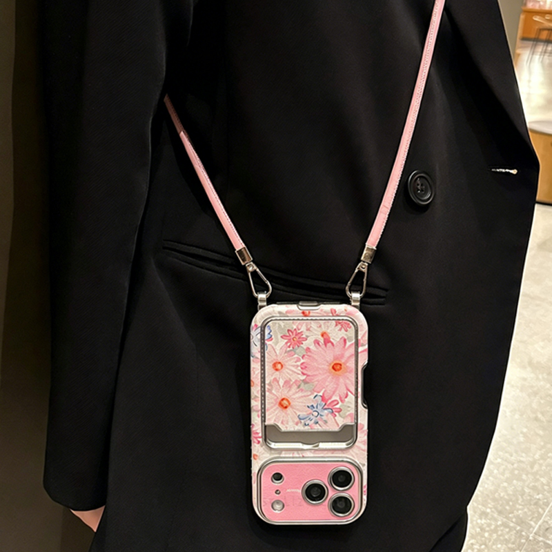 حافظة هاتف وردية بنقشة زهور وم - مراجعة Phone Cases With Card Holder وسعره