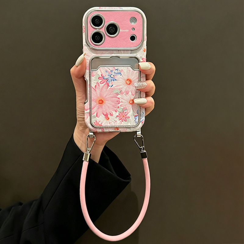 حافظة هاتف وردية بنقشة زهور وم - مراجعة Phone Cases With Card Holder وسعره