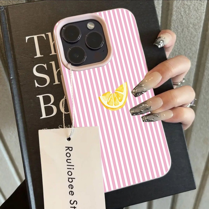 غطاء هاتف بخطوط برتقالية ووردي - مراجعة Phone Cases Pink وسعره