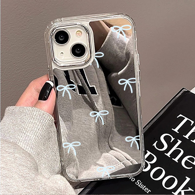 غطاء هاتف بمرآة وفيونكة زرقاء  - مراجعة Phone Cases Blue وسعره
