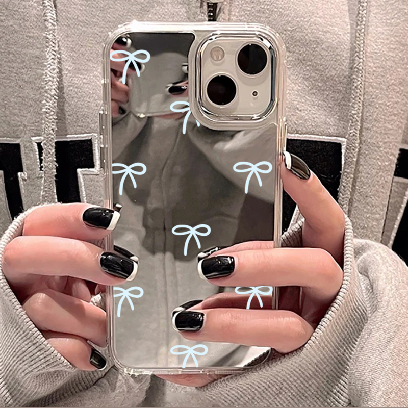 غطاء هاتف بمرآة وفيونكة زرقاء  - مراجعة Phone Cases Blue وسعره