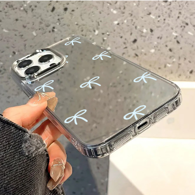 غطاء هاتف بمرآة وفيونكة زرقاء  - مراجعة Phone Cases Blue وسعره