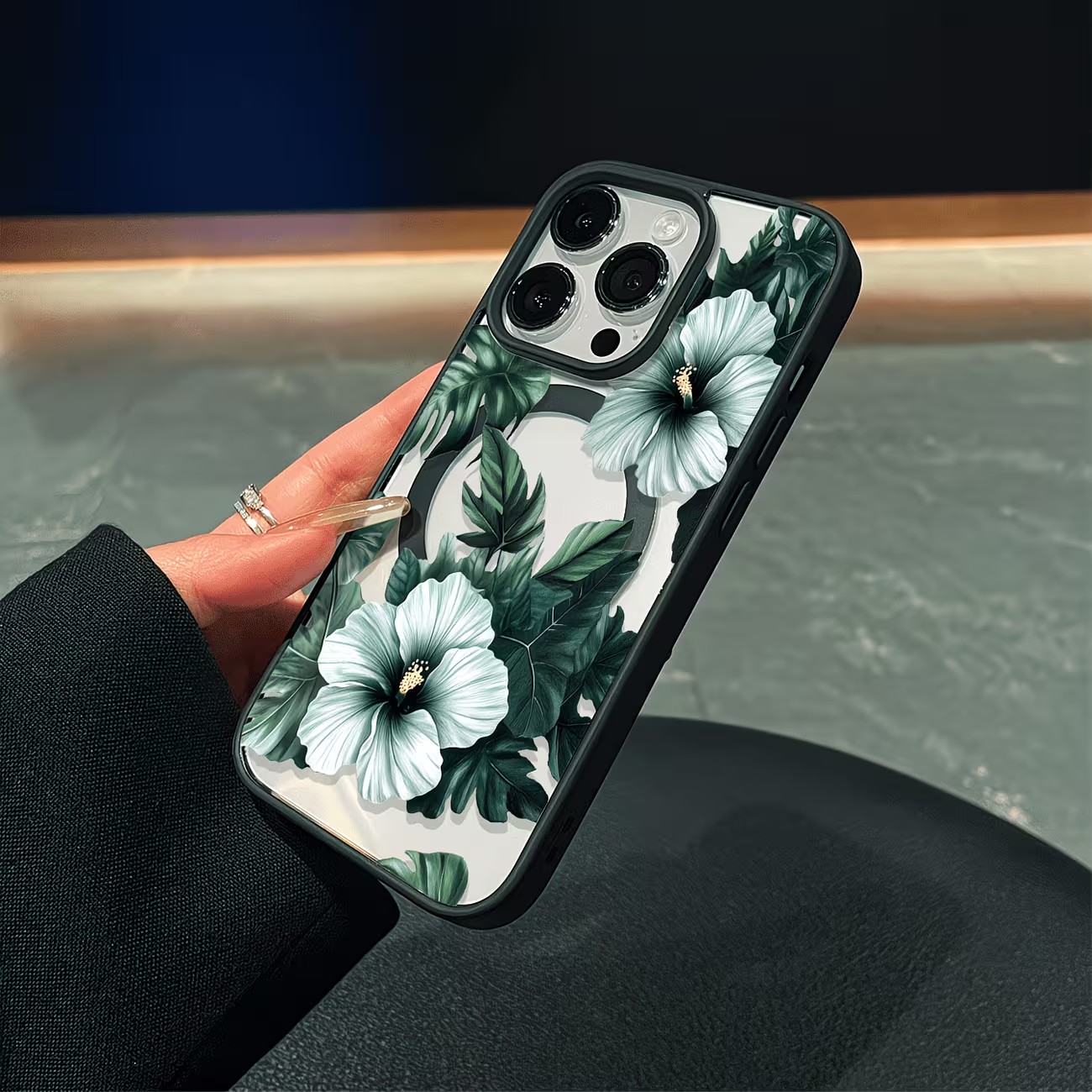 غطاء هاتف شفاف بتصميم زهور خضر - مراجعة Phone Cases With Magsafe وسعره